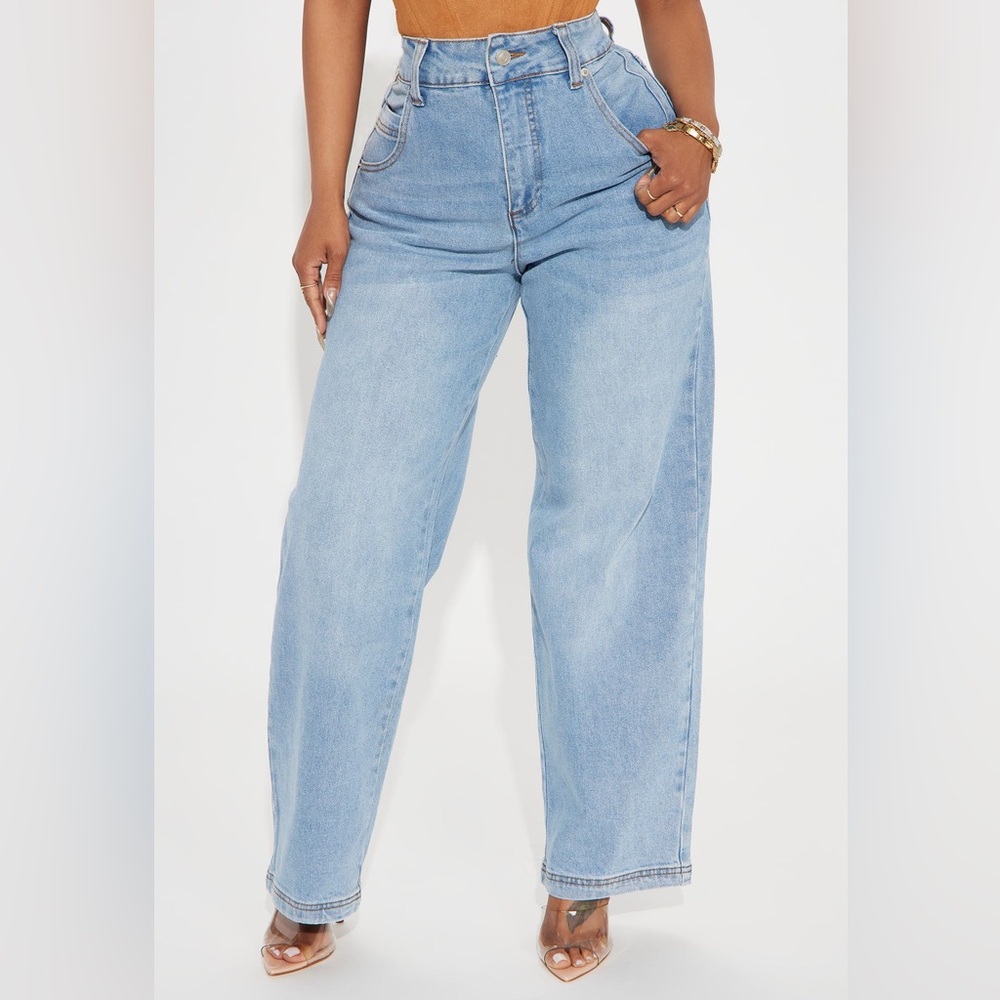 Fashion Nova High Waist Relaxed Fit Jeans - Medium Wash